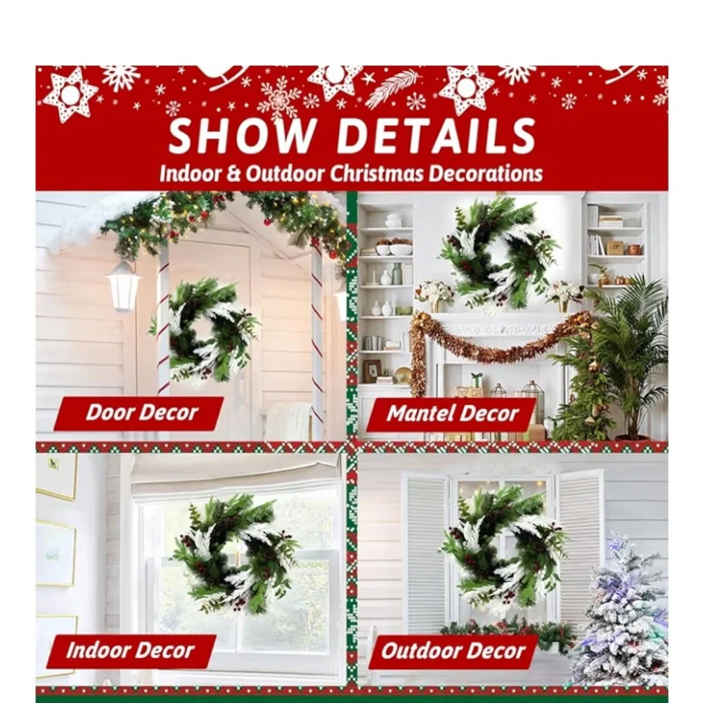 Festive Green and Red Holiday Wreath
